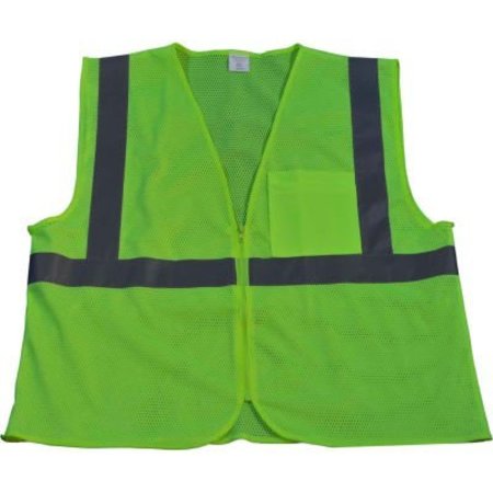 PETRA ROC INC Petra Roc Safety Vest, ANSI Class 2, Zipper Closure, Polyester Mesh, Lime, 4XL/5XL LVM2-CB0-4X/5X
